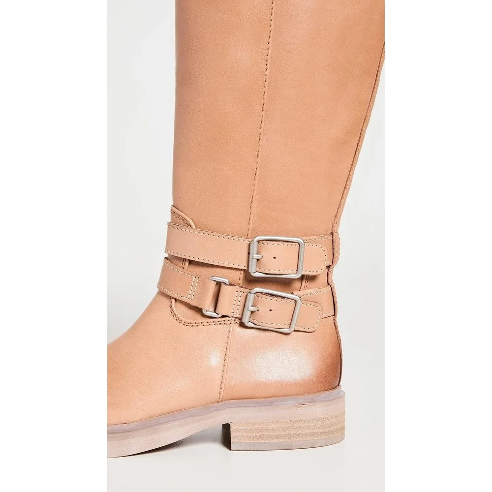 Sam Edelman Women's Freda Cashew Knee High Riding Leather Boots Zipper 8.5-9.0 M